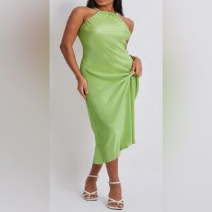 Halter dress with ties crinkle fabric